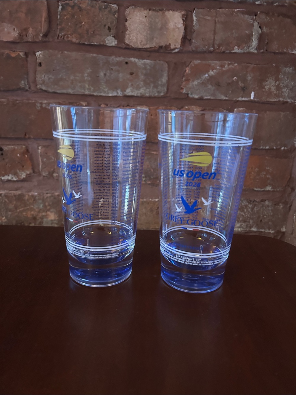 US Open x Blue Promotional Plastic Pint Glasses - Set of 2